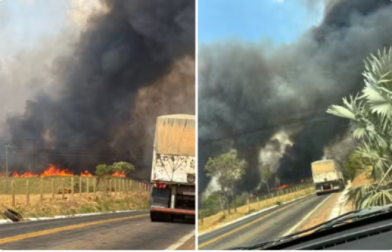 Incêndios atingem várias regiões do estado, bloqueiam rodovias e cercam funcionários de fazendas